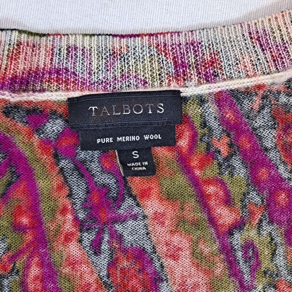 Talbots Women's Pure Merino Wool Sweater Cardigan Size S Paisley - Picture 5 of 7